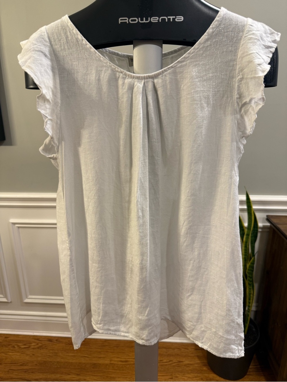 Terzo Millennio Made in Italy White Linen Ruffle Sleeve Blouse S